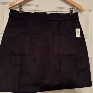 Elegant Navy Suede Skirt